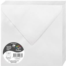 Clairefontaine 50033C Packung mit 20 Umschläge Pollen, 165 x 165mm, 135g, Perlmutt Weiß