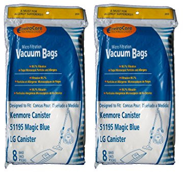Lot de 16 sacs d'aspirateur Kenmore type M Sears 51195 Magic Blue LG Ultracare, aspirateurs de boîte, pièces détachées, 20-51195, 609323, 21195, 21295, 24195, 21495