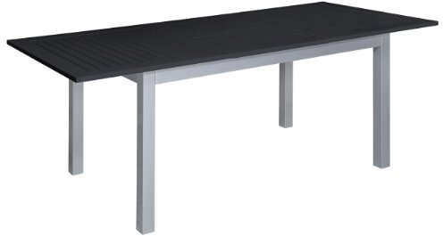Doppler Voll Aluminium Gartentisch 220/280 x 100 cm mit Synchronauszug Silber schwarz