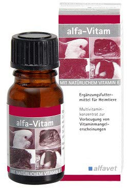 Alfavet Alfa-Vitam 10ml - Multivitamin für Vögel, Kleinnager & Reptilien | Konzentrat bei Vitaminmangel, unterstützt Abwehrkräfte, Knochenwachstum und Stoffwechsel, Ergänzungsfuttermittel