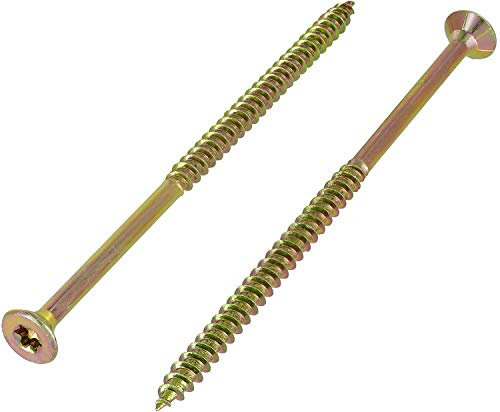 500 Stück TORX Spanplattenschrauben 5,0x50 mm Senkkopf, TX Holzschrauben Holz-Schrauben, gelb verzinkt,