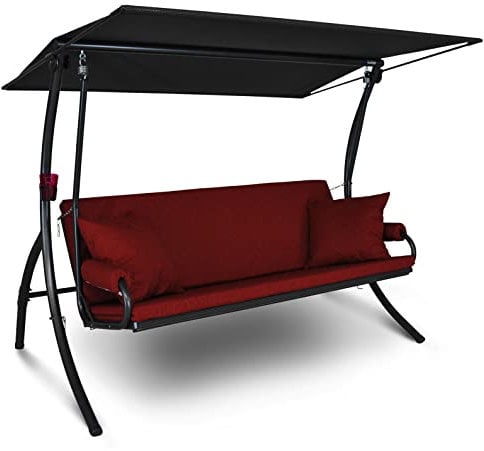 Angerer Freizeitmöbel GmbH Hollywoodschaukel Elegance Joy - Gartenschaukel Made in Germany - Schaukel zum Sitzen, Liegen und Entspannen - inklusive Bett-Funktion - einfache Montage (Rot)