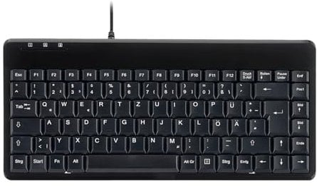 Perixx PERIBOARD-409 U Mini USB Tastatur Schnurgebunden - Kleines Praktisches Format - 1,80m Kabel - Klavierlack - QWERTZ Deutsches Layout