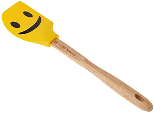 Zassenhaus Smily Teigschaber aus Buche und Silikon in der Farbe Braun-Gelb, Maße: 30,5cm x 6cm x 1,8cm, 056662