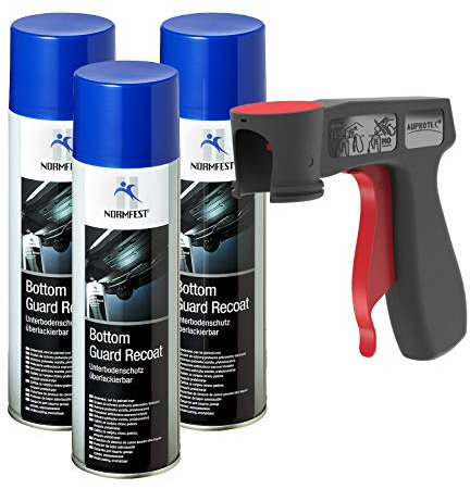 AUPROTEC Pistolengriff + Normfest Unterbodenschutz überlackierbar Bottom Guard Recoat Spray 3X 500ml