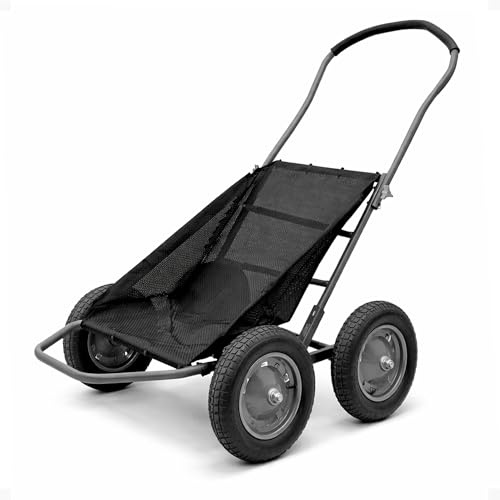 Hawk Crawler All-Terrain Multi-Use Deer Cart with Dual Pivoting Axles, 500 lb Capacity, Black - Hunting Hauler with Folding Frame and Versatile Sling for Easy Hauling of Game, Firewood & Bait