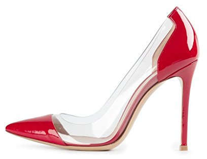 EDEFS 100mm Damen Pumps Stieletto High Heels in Lack Rote Größe EU39