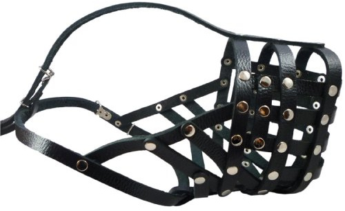 Secure Leather Mesh Basket Maulkorb #16 Black - Deutsche Dogge, Bernhardiner, Mastiff (Umfang 39,4 cm, Schnauzenlänge 11,4 cm)