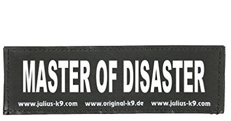 Julius-K9 Interchangeable Hook & Loop Patches, 1 pair, MASTER OF DISASTER, Size: Small, Black