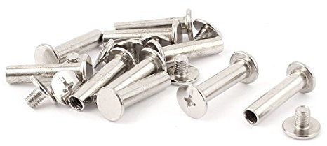 uxcell Vis Reliure pour 5mm Trou Dia Femelle M5x20mm Rivet Reliure Post Ceinture Boucle Boulons Cuir Attache Argenté 10 Ensembles