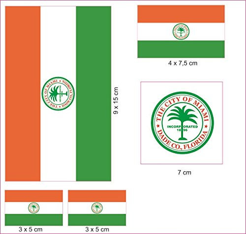 U24 Aufkleberbogen Miami Aufkleber Set Flagge Fahne