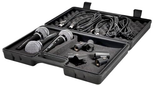 SoundLAB Set of 3 Dynamic Microphones G148KB with Cords and Case
