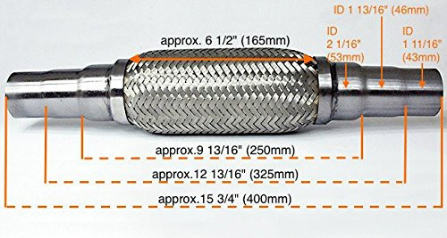 Tubo Flessibile Universale Scarico Marmitta Acciaio Inox Ø 45 mm/L 400 mm