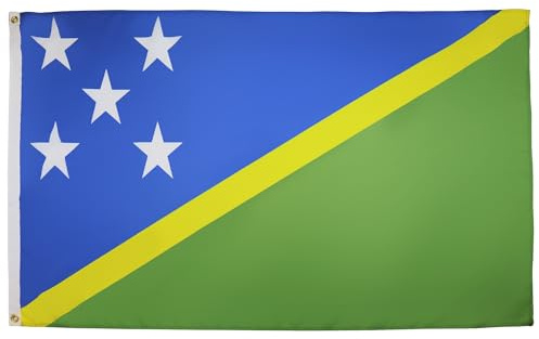 AZ FLAG Solomon Flag 150x90 cm 100D Polyester 2 Grommets | Indoor and outdoor use Solomon Islander 3x5 ft decorative flag Solomon Islands double stitched seams and reinforced edges