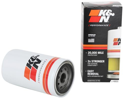 K&N Oil Filter: 20,000 Mile Engine Protection with Wrench Off Nut, HP-4003