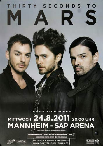 30 Seconds to Mars - In to The Wild, Mannheim 2011 » Konzertplakat/Premium Poster | Live Konzert Veranstaltung | DIN A1 «