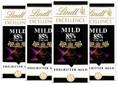 Lindt Excellence 85% Cacao milde Edelbitter-Schokolade (vegan, glutenfrei, laktosefrei) 4 x 100g