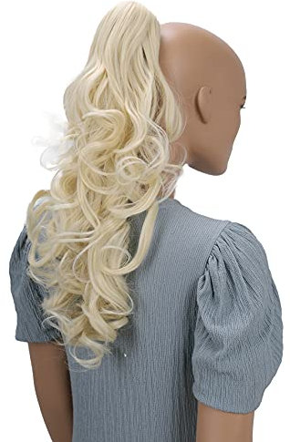 CAISHA 50cm Haarzopf Sarah Haarteil mit Butterflyklammer Pferdeschwanz Haarverlängerung Voluminös Gewellt Hellblond H31a