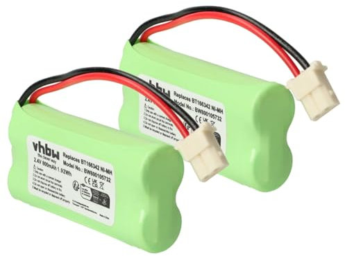 2 x vhbw Battery Set 800mAh for Cordless Landline Phone V-Tech BT166342, BT-166342, BT183342, BT-183342, BT262342, BT-262342, BT266342
