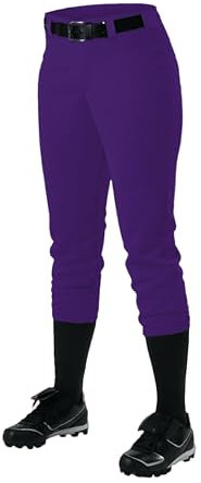 Alleson Athletic Fastpitch Softball-Hose für Damen Niedrige Taille Double Knit Lila Softballhose mit Gürtelschlaufe (Stil 605PBW) XXL