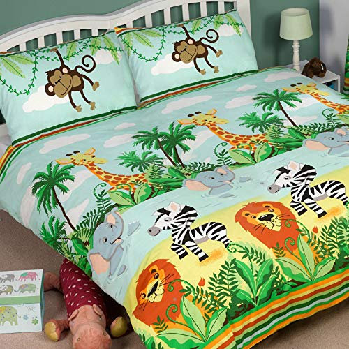 Rapport Jungle Tastic Double Duvet Cover and Pillowcase Set Duvet Cover Approx. Size: 200 cm x 200 cm, Pillowcase Approx. Size: 50 cm x 75 cm
