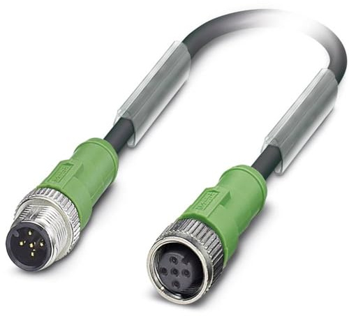 PHOENIX CONTACT SAC-5P-M12MS/5.0-PUR/M12FS Sensor/Actuator Cable, 5 Pin, PUR Halogen-, Straight M12 Plug, Coding A, Female Straight M12, Coding A, 5 m Cable Length, Black Grey