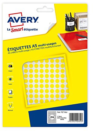 Avery 2940 Pastilles – Ø8 mm – Brett A5 – Gelb (pet08j)