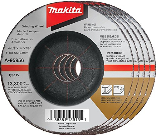 Makita A-95956-5 36 Grit INOX Grinding Wheel (Pack of 5), 4-1/2 x 1/4 x 7/8