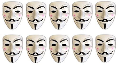 HAC24 10er Set V wie Vendetta Maske Guy Fawkes Halloween Fasching Maske