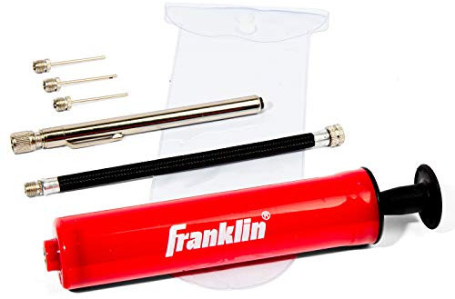 Franklin Sports Ball Pump Kit -7.5 Sports Ball Pump with Needle - Perfect for Basketballs, Soccer Balls and More - Complete Hand Pump Kit with Needles, Flexible Hose, Air Pressure Gauge and Carry Bag