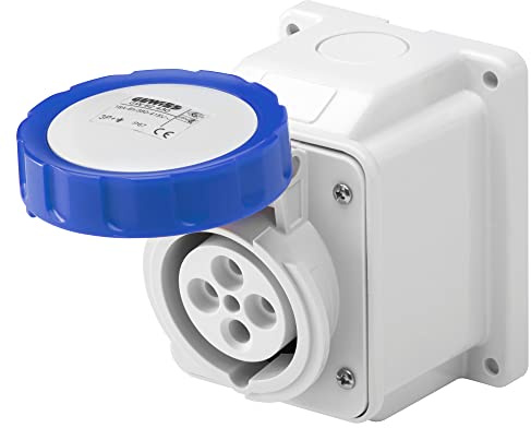 Gewiss gw62426 Low Spannung Schraube Verkabelung 10 Grad gewinkelte Aufputzmontage Verteilersteckdose, IP67, 6 Referenz, 2P + E POLE, 200 V-250 V, 16 A, 50 Hz/60 Hz, blau