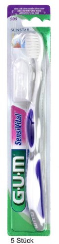 5 GUM SensiVital Zahnbürsten, extraweich, mikrofeine Borsten