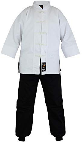 Playwell Tenue de kung fu mixte - veste blanche/pantalon noir - Taille 2/150CM
