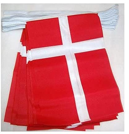 AZ FLAG - Fahnenkette Dänemark 6 Meter Mit 20 Flaggen - 21x14 cm - Dänische Girlande Flaggenkette 14 x 21 Cm