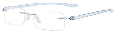 Eyekepper Leser Kleine Linse Randlos Lesebrille Männer Frauen(Blau Buegel)+0.75