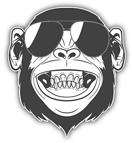 Funny Monkey Head Hochwertigen Auto-Autoaufkleber 12 x 12 cm