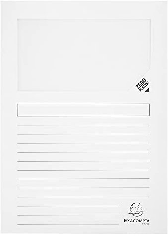 Exacompta - Ref 50151E - Cartelline con finestrella, dimensioni 220 x 310 mm, adatte per contenere documenti A4, carta 160 g/m², finestra trasparente per la visualizzazione dei documenti - bianco