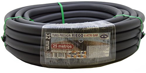 S&M 012181 – Tubería de polietileno para riego Ø 32 mm (6 atmósferas) x 25 metros longitud | Color negro, apto para riego en jardines, huertos y actividades agrícolas