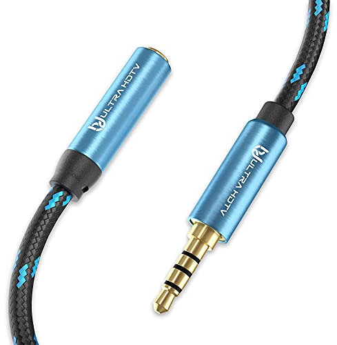 Ultra HDTV Cavo Prolunga Jack - 1 m Jack Estensione 3,5 mm in Nylon, Cavo Stereo da Maschio a Femmina, per Cuffie Beats, Apple iPhone, iPad, iPod, Smartphone, MP5
