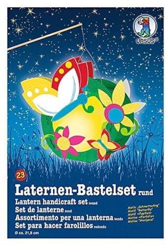Ursus 18700023 - Laternen Bastelset, Schmetterling, ca. 21,8 x 21 x 10,3 cm, Durchmesser ca. 21,8 cm, inklusive Vorlagebogen mit Bastelanleitung,zum Selbstgestalten,ideal für den nächsten Laternenlauf