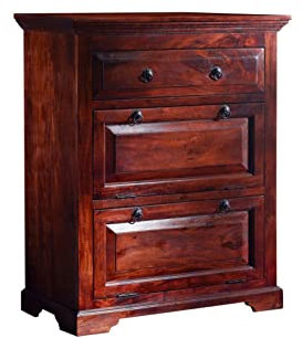 MASSIVMOEBEL24.DE Oxford Kommode Akazie 80x45x100, Farbe:Dunkelbraun lackiert, Größe:80x45x100 cm (BxTxH)
