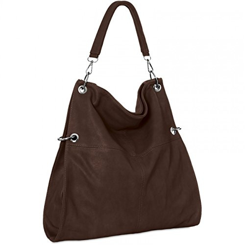 Caspar TS561 Damen Multifunktions Schultertasche, Farbe:schokobraun