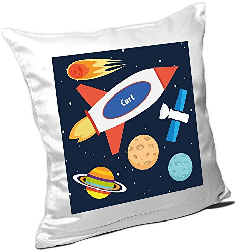 Eurofoto Kissen mit Namen Curt und schönem Weltraum-Motiv für Jungs - Namenskissen personalisiert - Kuschelkissen - Schmusekissen
