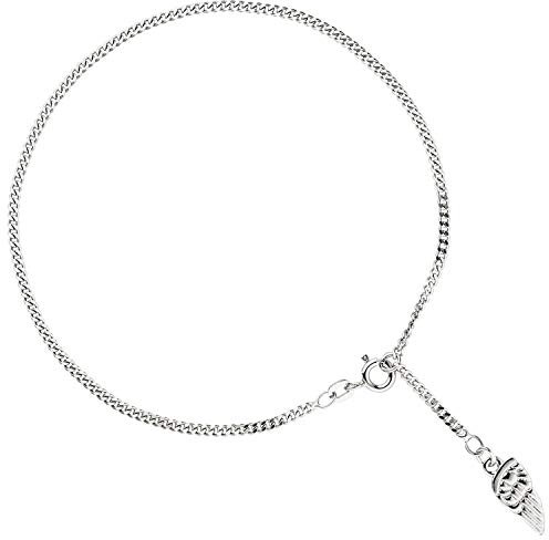 Jobo Damen Fußkettchen Fußkette Flügel 925 Sterling Silber rhodiniert Federring