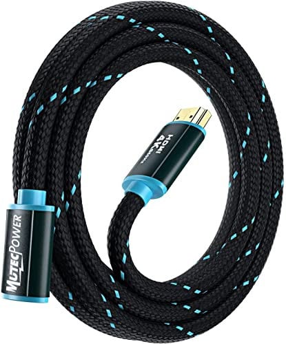 MutecPower 2 metri 4K Cavo di prolunga HDMI 2.0 ad altissima velocità 18Gbps 4K@120Hz con HDR, VRR e ARC - 30 AWG omologato UL 2m Cavo maschio a femmina blu/nero intrecciato