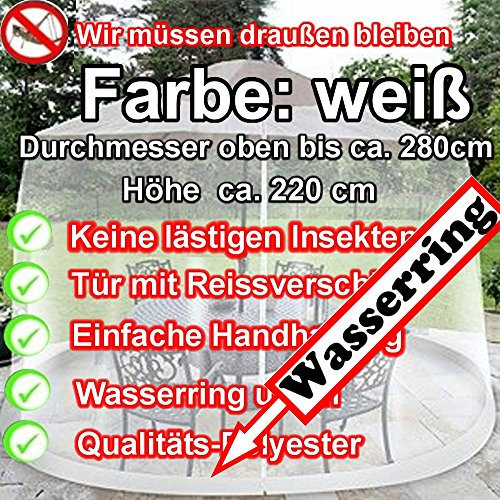 Fliegennetz weiß 280cm Moskito Sonnenschirm Anglerschirm Marktschirm Netz Fliegen Gitter Farbe weiß