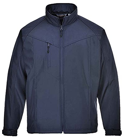 Portwest TK40 Oregon Softshell (3L) Long Sleeve Fleece Lined Phone Pocket | Navy, Medium, UPF 50+, Regular Fit, 6% Elastane, Polyester, Bonded with Shell, Drawcord Adjustable Hem, Hook and Loop Cuffs