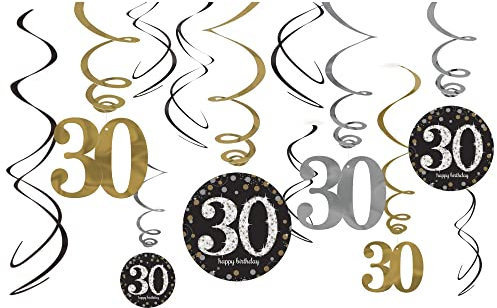 Adult Gold Celebration 30th Swirl Decorations
