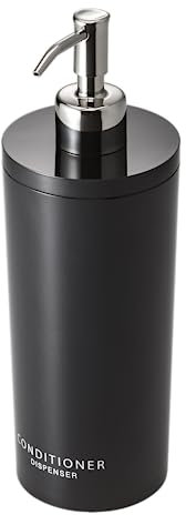 Yamazaki 2931 Tower Conditioner-Spender, Moderne Flaschenpumpe für Dusche, rund, schwarz und Silber