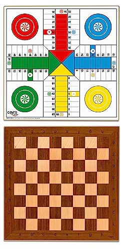 Cayro - Tablero Parchís y Ajedrez - De Madera - Tamaño 40 x 40 - Diseño Clásico y Elegante - Juego Tradicional - Desarrollo Cognitivo - Diseño Elegante y Duradero